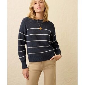 Faherty Blue Sweater Size Smalls  Cotton Fisherman Water Mill Stripe